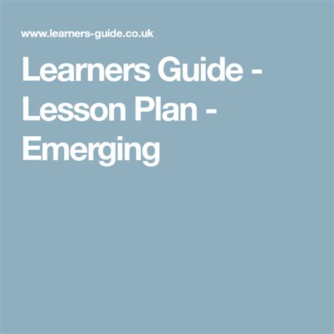 Learners Guide - Lesson Plan - Emerging