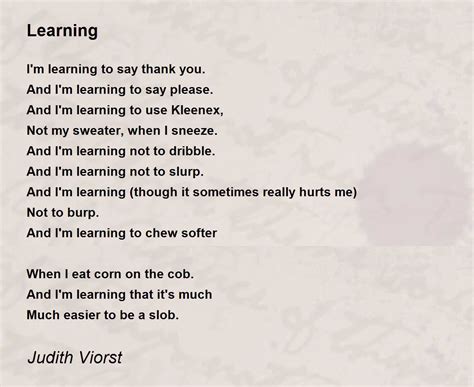 Learning Learning Poem by Judith Viorst
