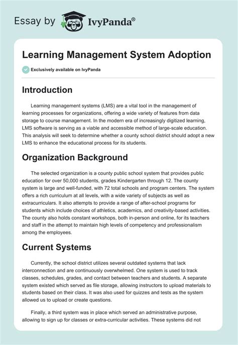 Learning Management System Adoption Research Paper