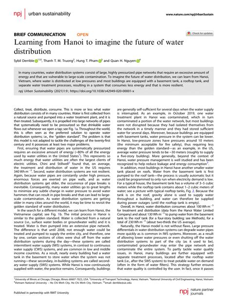 Learning from Hanoi to imagine the future of water distribution