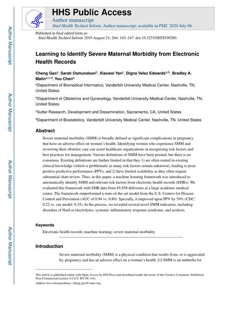 Learning to Identify Severe Maternal Morbidity from …