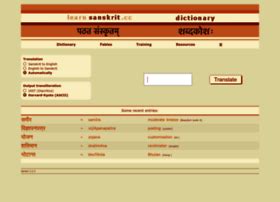 Learnsanskrit.cc. Spokensanskrit - An English - Sanskrit dictionary: This is an online hypertext dictionary for Sanskrit - English and English - Sanskrit. The online hypertext Sanskrit dictionary is meant for spoken Sanskrit. For beginners, there are many Sanskrit fables with clickable translation of all words from Panchatantra, Hitopadesha , … 