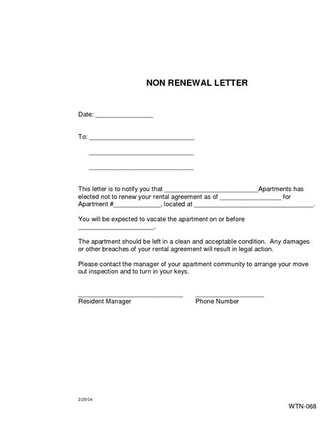 Lease Non Renewal Letter Template