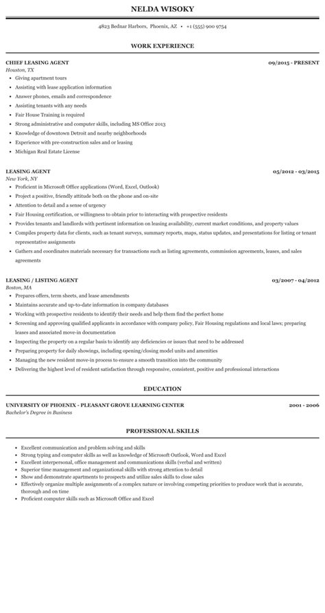 Leasing Resume Sample MintResume