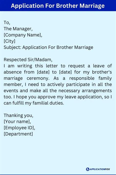 Leave Application for Brother Marriage: A Comprehensive Guide