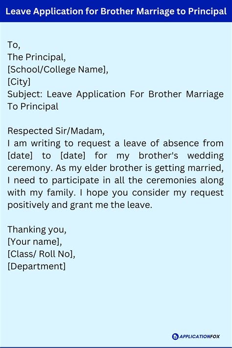 Leave Application for Brother Marriage: A Guide for Smooth Approval