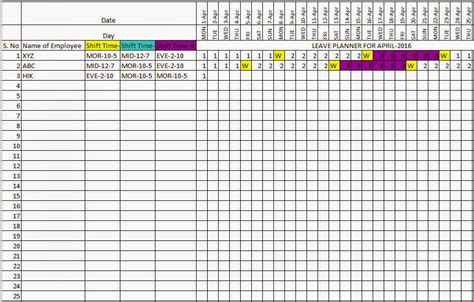 Leave Planner Format in Excel