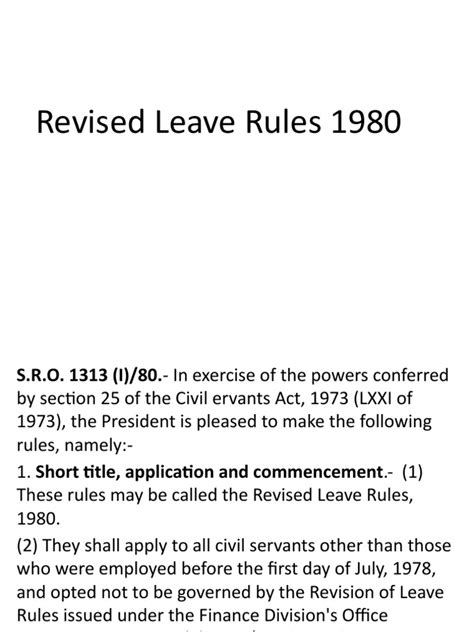 Leave Rules 1980