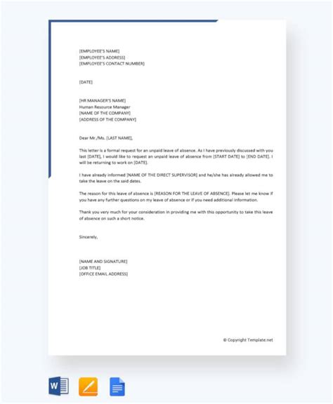 Leave Without Pay Letter Sample - Letters and Templates