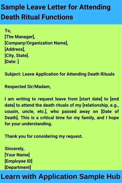 Leave application for ritual ceremony.  This article provides guidance on how to writ...