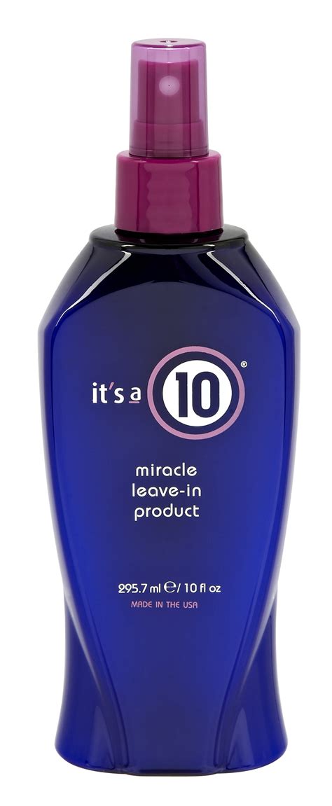 Leave in it's a 10. It's a 10 Miracle Leave-In Plus Keratin acts as a leave-in conditioner, detangler, shine enhancer, and styling product. Spray it onto wet or dry hair to nourish each strand at its shaft, fortifying and repairing hair by replenishing the keratin proteins that are lost through heat, chemical, and environmental damage. 