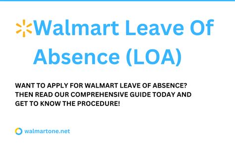 Leave of absence for walmart. Here are the maximum leave duration allowed: FMLA leave: Up to 12 weeks within a 12 month period. Personal leave: Up to 6 months. Military leave: Varies based on reason. Can extend up to 5 years for active duty. Leaves may be taken continuously or intermittently: Continuous: All at once, like a 3 week medical leave. 