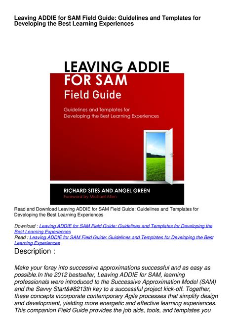 Leaving addie for sam field guide guidelines and templates for developing the best learning experiences. - Manuel de pièces du compresseur d'air ingersoll rand 90.