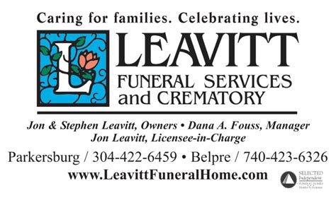 Oct 4, 2023 · Browse Belpre local obituaries on Legacy.com. Find service information, send flowers, and leave memories and thoughts in the Guestbook for your loved one. ... Leavitt Funeral Home Of Ohio Inc. . 