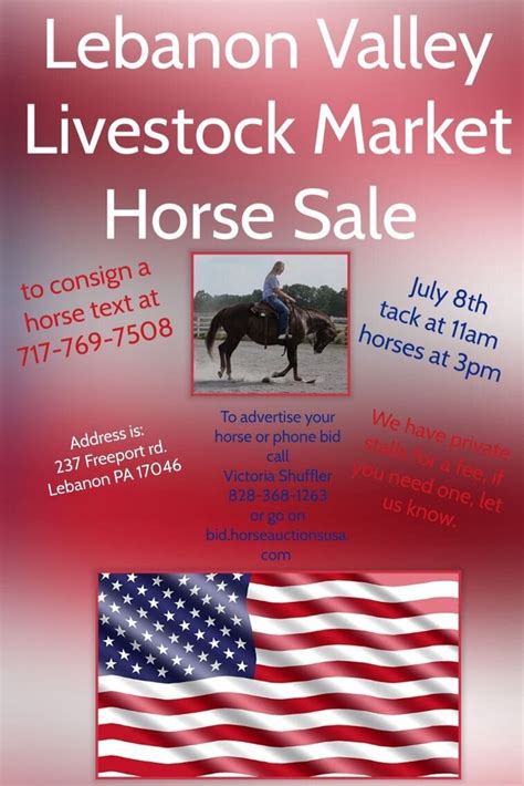 Will be at Lebanon Valley Horse Sale on Sat Ap