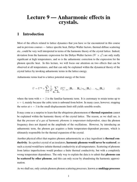 Lecture 8 — Anharmonic effects in crystals.