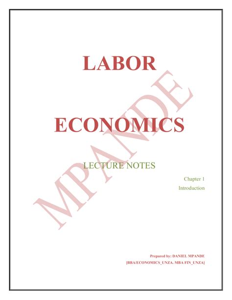 Lecture Notes On Labor Economics