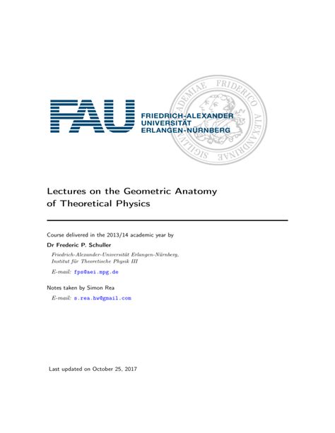 Lectures on the Geometric Anatomy of Theoretical Physics