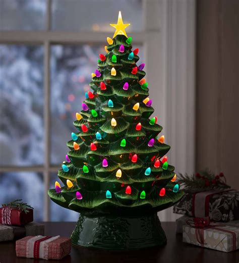 Ceramic Christmas tree with plastic multi colored bulbs which shine through with light when a light source is placed inside the tree. (672) $48.00. Lighted Cherry Blossom Tree 6.0ft/1.8m LEDTree with LEDs -for Indoor and Outdoor Use 756 LEDs! Color Option.. 