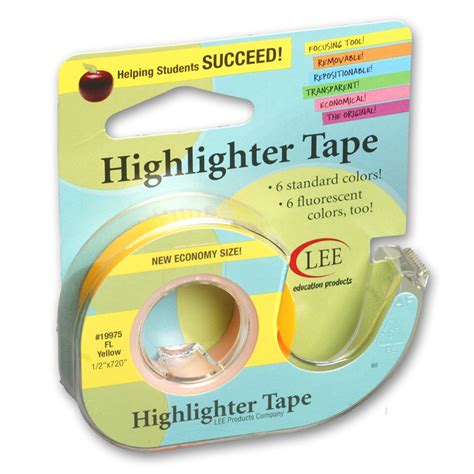 Lee Products Fluorescent Highlighter Tape .5"X720"-Yellow -199 …