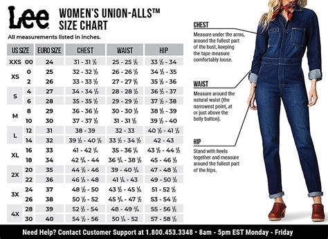 Lee Womens Size Chart