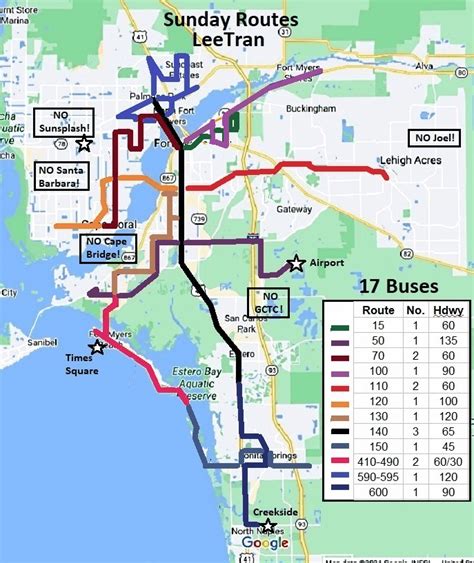 Routes highlighted in red are served by 30-minute bus serv