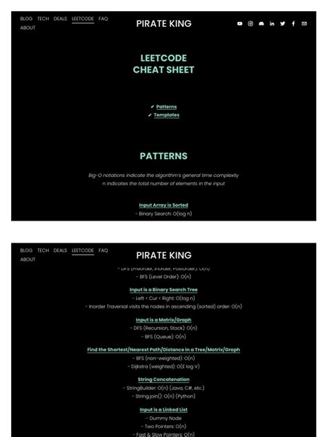 LeetCode Cheat Sheet — PIRATE KING