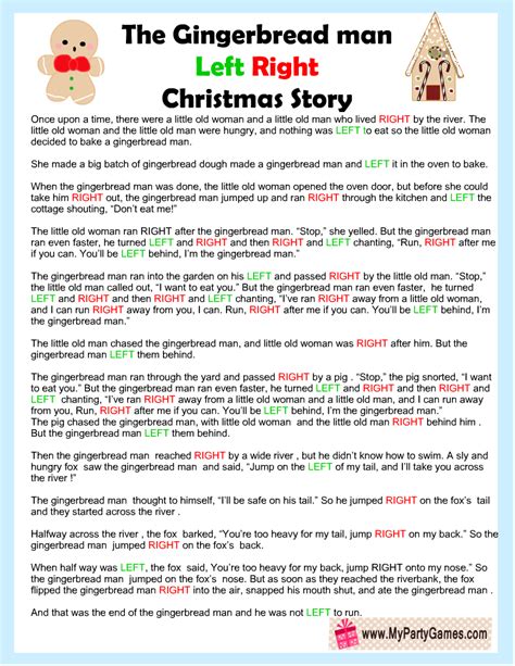 Left Right Christmas Story Printable