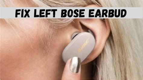 Left bose earbud not working. Turn off Bluetooth on all devices within 30 ft of the earbuds. Place earbuds in the charging case for 5 seconds. Remove earbuds from the case. The earbuds and charging case should now communicate as normal. 