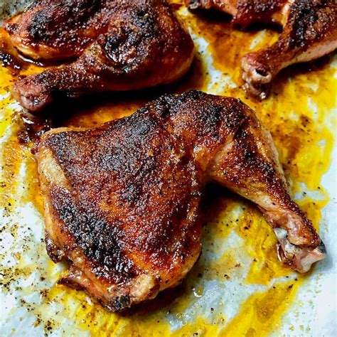 Leg quarters. Instructions. Start by preheating the oven to 425 and prepping a baking sheet with parchment paper. Lay out 6 chicken leg quarters (about 3 pounds) onto a preparation surface. Sprinkle on salt, pepper, garlic powder, and paprika. Rub seasonings onto chicken to coat evenly. 