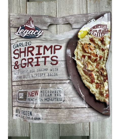 Get a taste of the South with Legacy's Garlic Shrimp & Grits frozen meal. This delicious dish is made with plump, juicy shrimp, creamy grits, and a garlicky sauce that will have your taste buds singing. Customer Support - 504-513-4011. My Account . Register; Login; 0. 0 my cart 0.00.. 