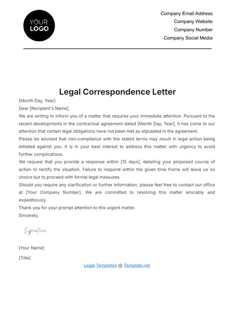 Legal Correspondence Letter Sample Database Letter Template Collection