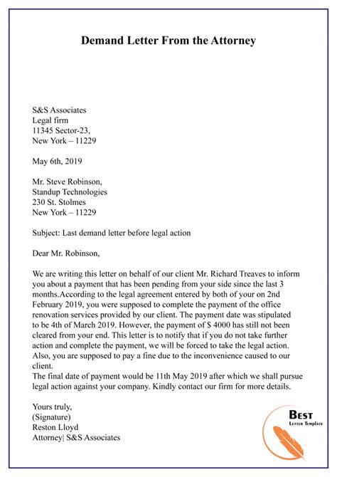 Legal Demand Letter Template