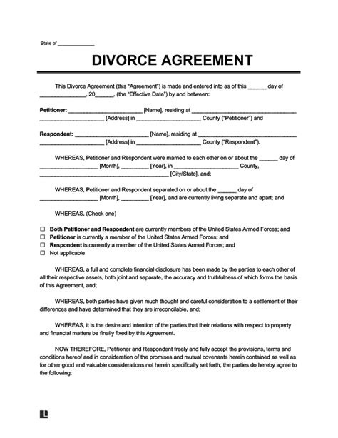 Legal Forms For Divorce