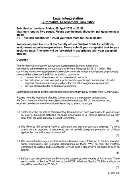 Legal Interpretation Summative Assessment Task 2024 - Studocu