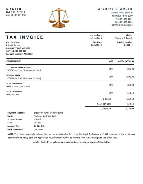 Legal Invoice Template invoice example