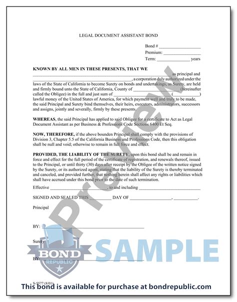 Legal document assistant bond california.  Available for instant purchase with no c...