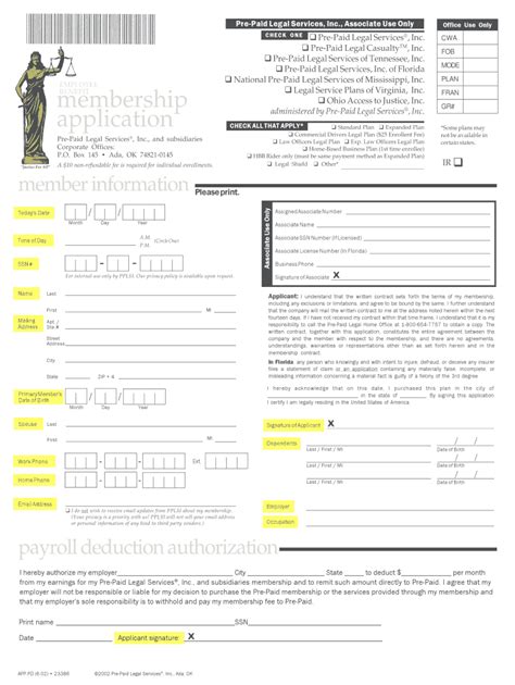 Legalshield Application 20202022 Fill and Sign Printable Template