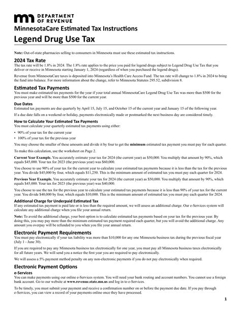 Legend Drug Use Tax Instructions