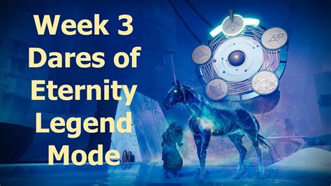 Legend dares of eternity rotation this week. Those refer to the other rounds, not the boss fight. We'll have to hope next week we fight Vex in Legend in one of those rounds and use the craniums. Yeah thats the last one everyone needs thats done legend Dares last week and this week, so lets hope next weekly reset we get minotaurs in the first or second round :) 