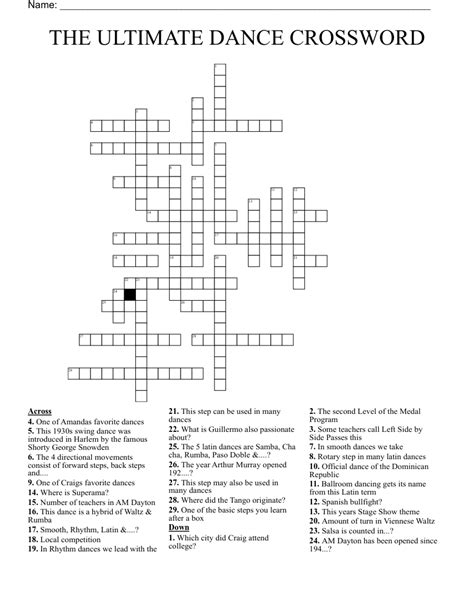 Legendary screen dancer crossword. Find the latest crossword clues from New York Times Crosswords, LA Times Crosswords and many more. ... Legendary screen dancer* 3% 6 MAKSIM: star dancer Chmerkovskiy ... 