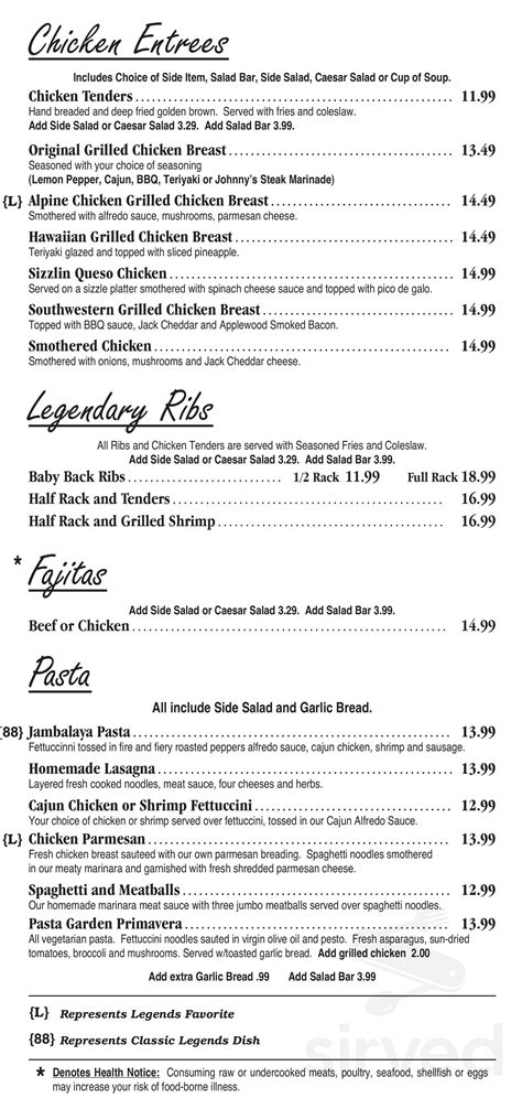 Legends Restaurant, Columbia - Menu, Prices & Restaurant …