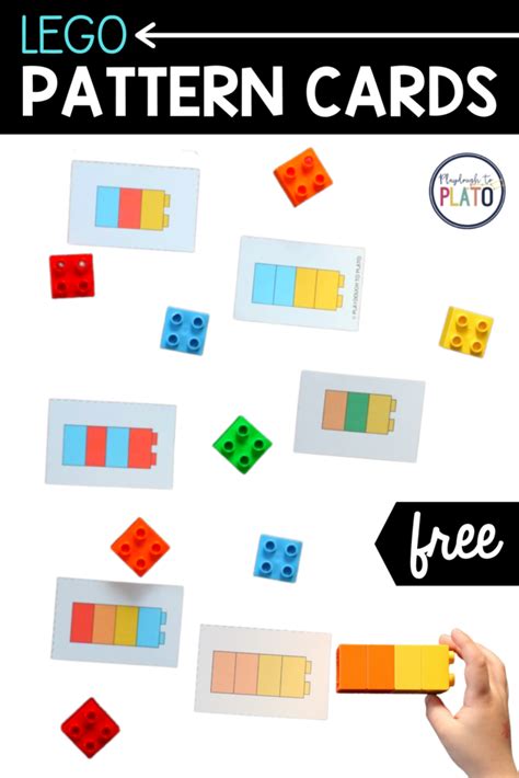 Lego Pattern Cards Playdough To Plato Math Patterns Fun Math Centers Lego Math