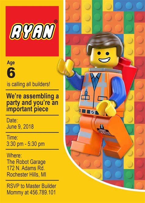 Lego Template Invitation