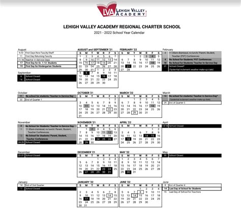 Lehigh Valley Academy Calendar