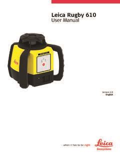 Leica Rugby 610 User Manual - Leica Geosystems