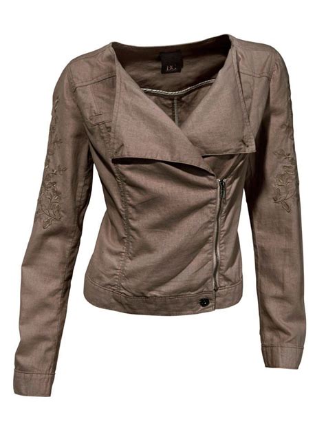 Leinen-Biker-Jacke, B.C. Best Connections heine. Taupe. NEU