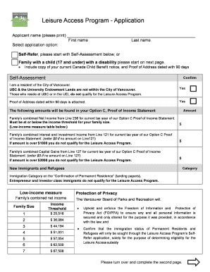 Leisure Access Program Application 2024-2024 - Vancouver