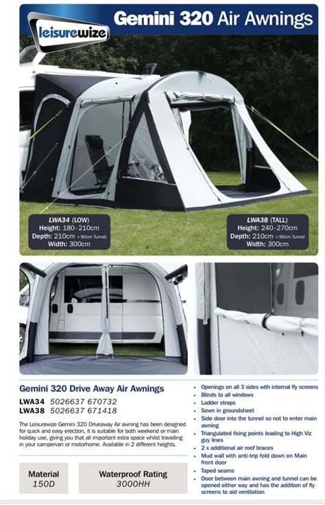 Leisurewize Gemini 320 Drive Away Campervan Motorhome Awning …