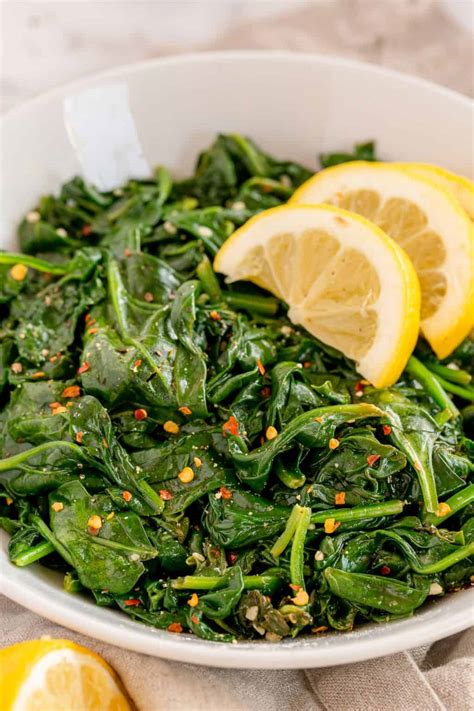 Lemon Garlic Sautéed Spinach - Girl and the Kitchen